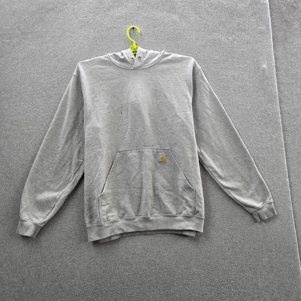 Carhartt Men Hoodie L Gray Fleece Logo K288 Fleece Loose Fit Pullover READ